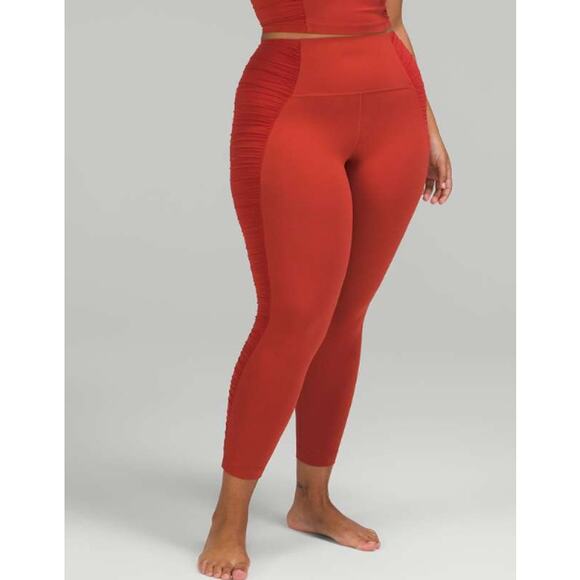 Lululemon Align High Rise Legging Pant Ruched Cayenne Burnt Orange Rust Red - Picture 2 of 8